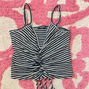 Black and white striped crop top size S